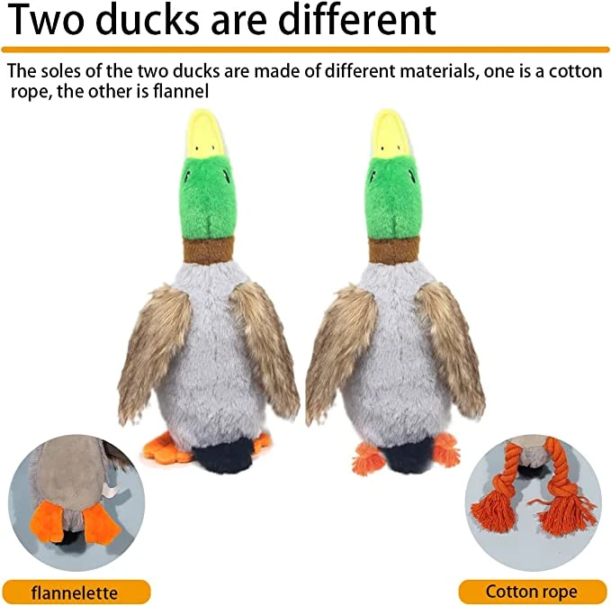 Duck Shape Squeak Dog Toys Stuffed Dog Chew Toys Rope Knots Plush Pet Toy