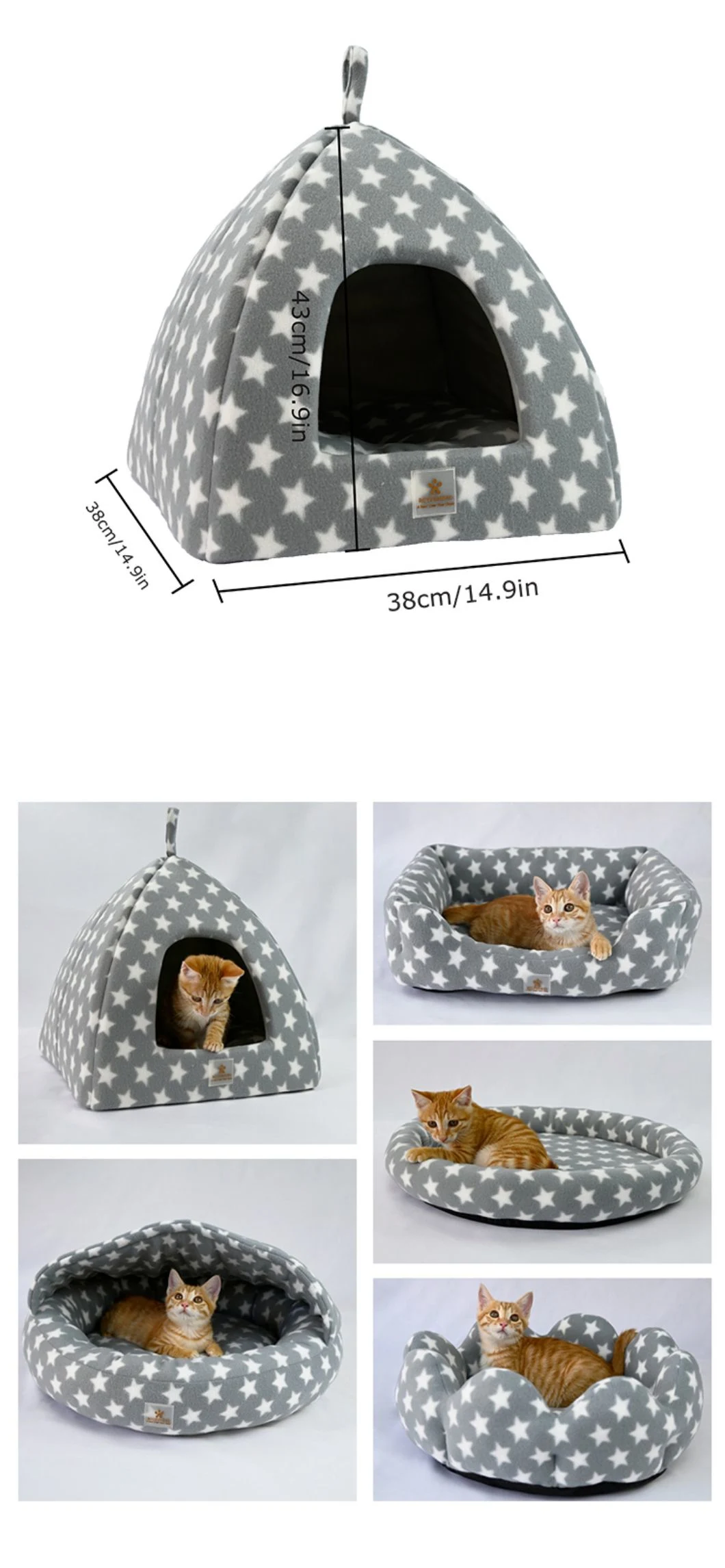 Designer Soft Cotton Warm Sleeping Cat Dog Nest Foldable Portable Pet Beds