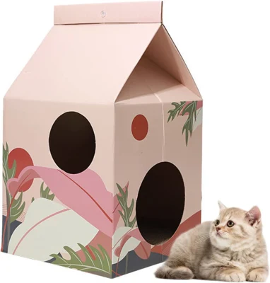 골판지 고양이 집 – 긁는 기둥이 있는 고양이 아파트 – 고양이 잠자는 침대